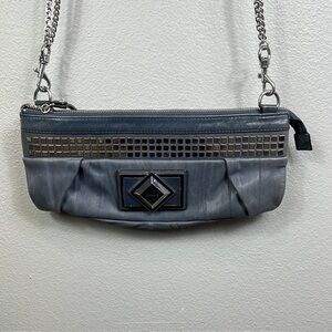 Marciano Leather Shoulder Bag Clutch Chunky Chain Studded Gray